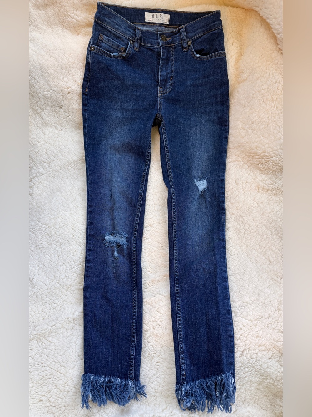 We The Free Dark Blue Distressed Skinny Jeans